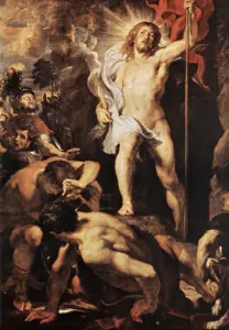 esus’ resurrection The idea that Jesus was naked at his resurrection is more controversial. But if one takes the words of the bible at their face value it seems that Jesus would have walked out of the tomb naked, after all the grave clothes he was buried in were folded and left in the tomb.   It becomes more obvious that he was naked when we look at the Fourth Gospel account of the resurrection (John 20:15) Mary Magdalene saw Jesus outside the tomb but did not recognize him and thought him to be the gardener. Why did she think he was the gardener? Various authors have suggested that because clothes were expensive people doing outdoor work worked naked so as not to ruin their clothes. We know that Peter worked as a fisherman on his boat naked (John 21:7). Another more convincing reason that Jesus was seen as a naked gardener is because Jesus is the New Adam (see Romans 5:12 and 1 Corinthians 15:20-23). And of course Adam was the first naked inhabitant of the Garden of Eden.  The Resurrection of Christ by Peter Paul Rubens in the Cathedral of Our Lady, Antwerp, Belgium.